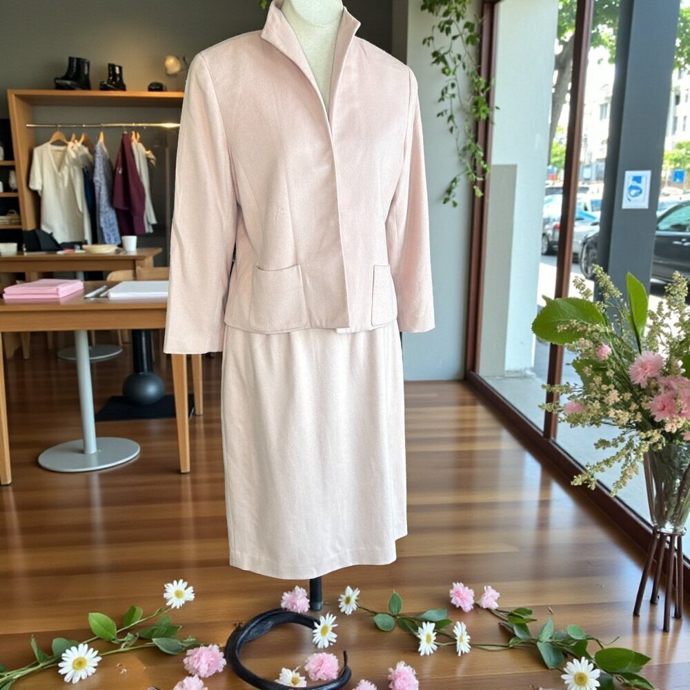 Dd Collection Doncaster Rabbit Hair Cashmere Blend Pink Skirt Suit 12